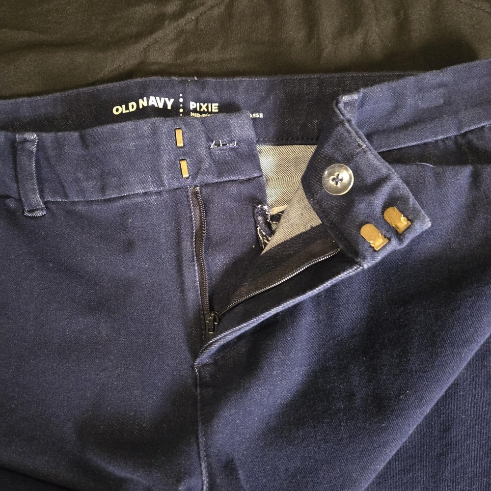 Old Navy Pants Womens 12 Blue Pixie Chino Slim‎ Stretch Ankle Mid Rise Work - Picture 3 of 9